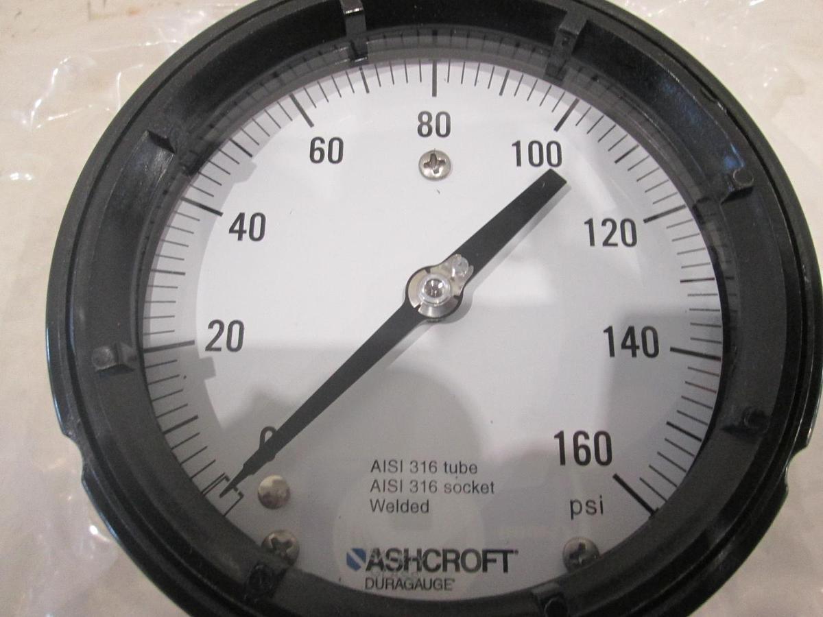 Ashcroft, Duragauge, 4-1/2", 0-160 PSI, Silicone Fill, New