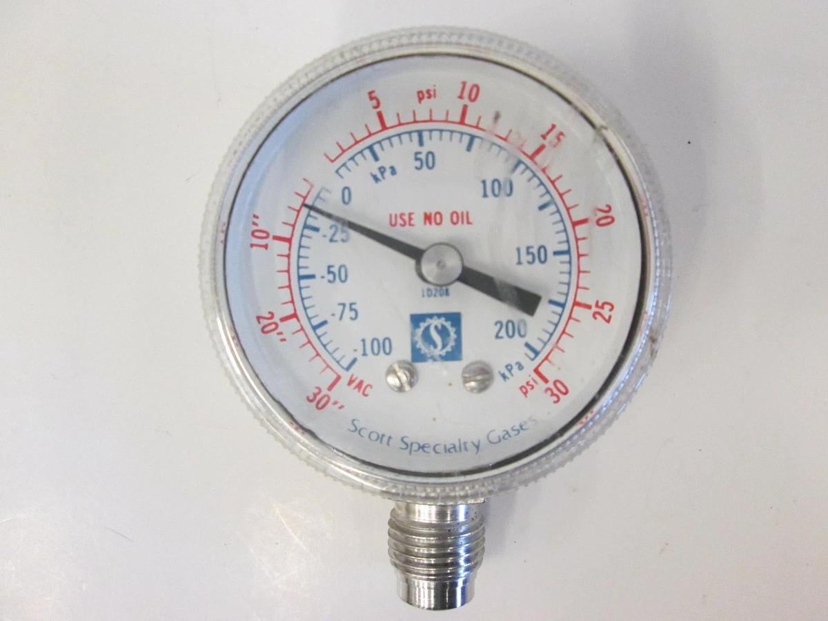 Used Scott / Span Indicating Pressure Switch, 30-0-30 psi, 1/4" MVCR, Used