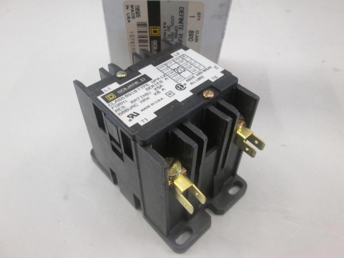 Square D, DPA12V02, Definite Purpose Contaactor, 2 Pole, New
