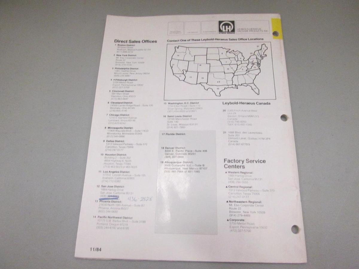 Used Leybold-Heraeus, 722-78-009, OF-1000 Oil Filtering System Manual, Used