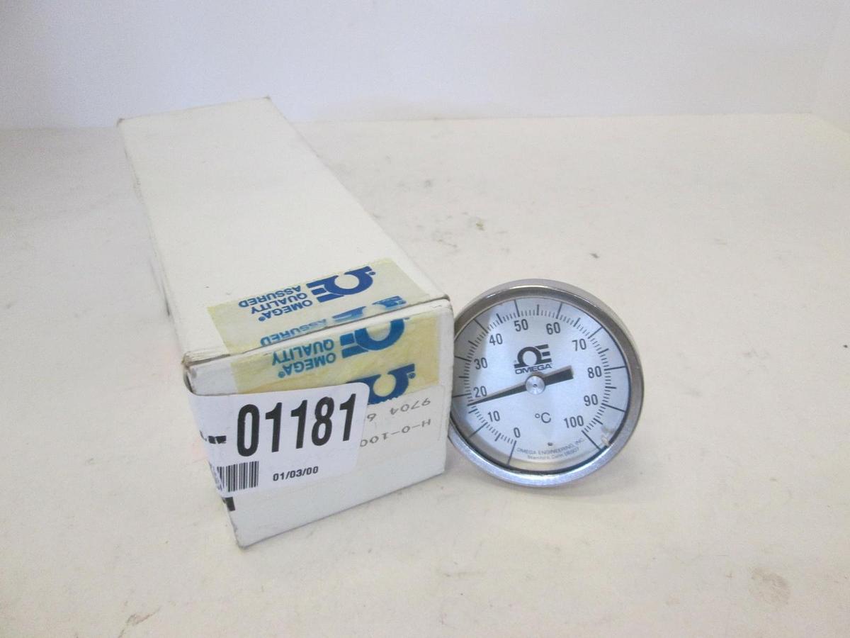 Used Omega, Dial Temp Bi-Metal Thermometer, 0-100C, Model H 2 1/2" Stem, New