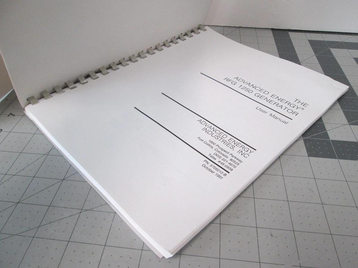 Used Advanced Energy, RFG 1250 Generator User Manual, 5705012-B, Used