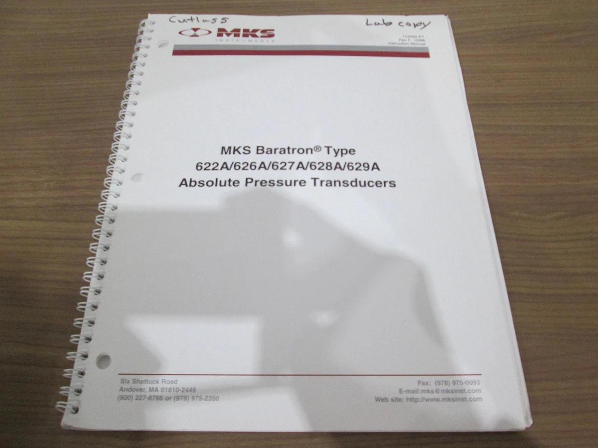 Used MKS, 622A/626A/627A/628A, Baratron Pressure Transducer Instruction Manual, Used