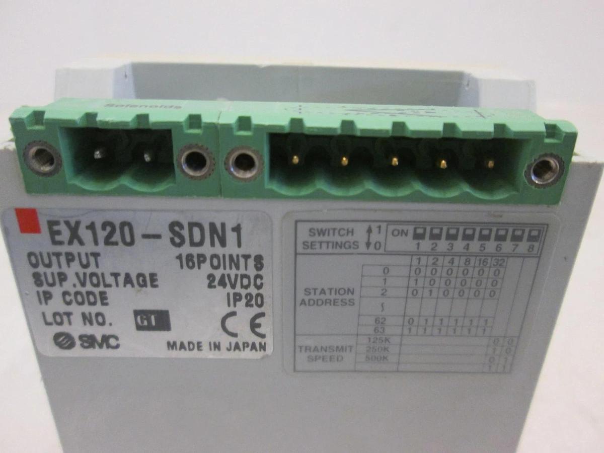 Used SMC, EX120-SDN1, DeviceNet Interface Module Assy w/ 2 Valves, SV1200-5FUD, Used