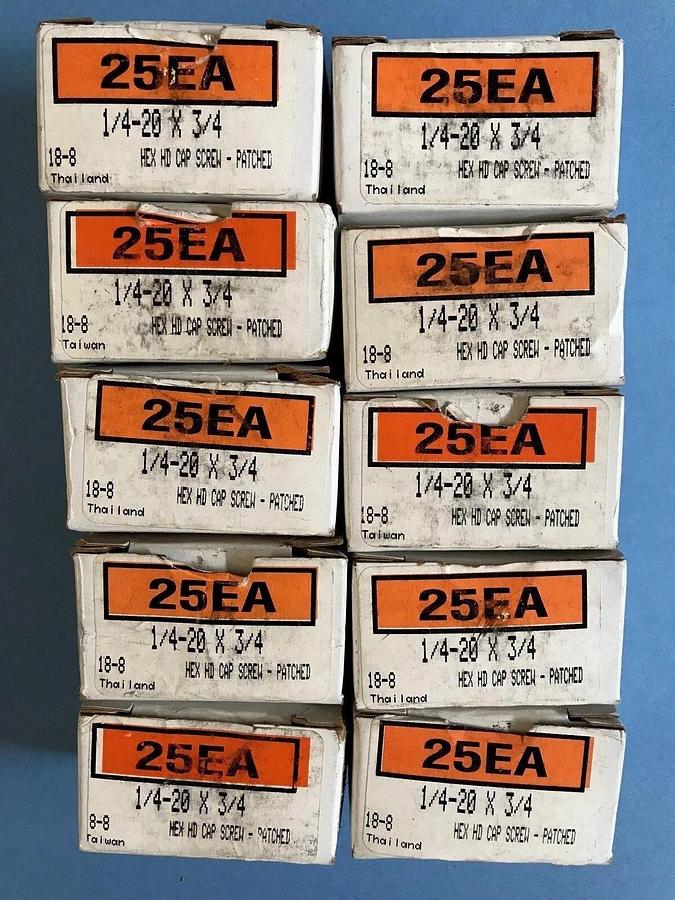 Used 1/4-20 x 3/4  Hex Head Cap Screw, Lot of 250 Pieces