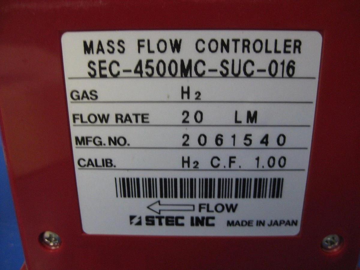 Used Stec SEC-4500 Mass Flow Controller, 1/4" VCR, H2, 20 LM, Used