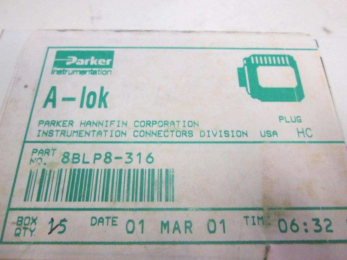 Parker, 8BLP8-316, A-Lok Plug, Box of 10, New