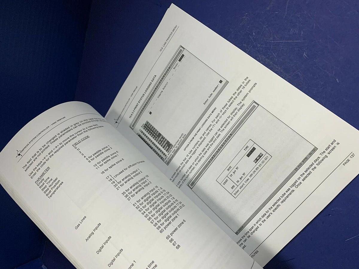 Used Tempress System Controller User Manual 1998, Used