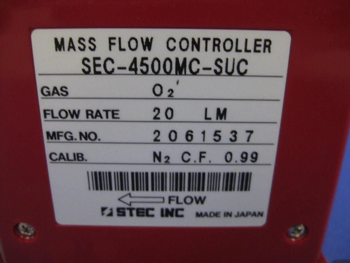 Used Stec SEC-4500MC-SUC Mass Flow Controller 20 SLM, O2, Used