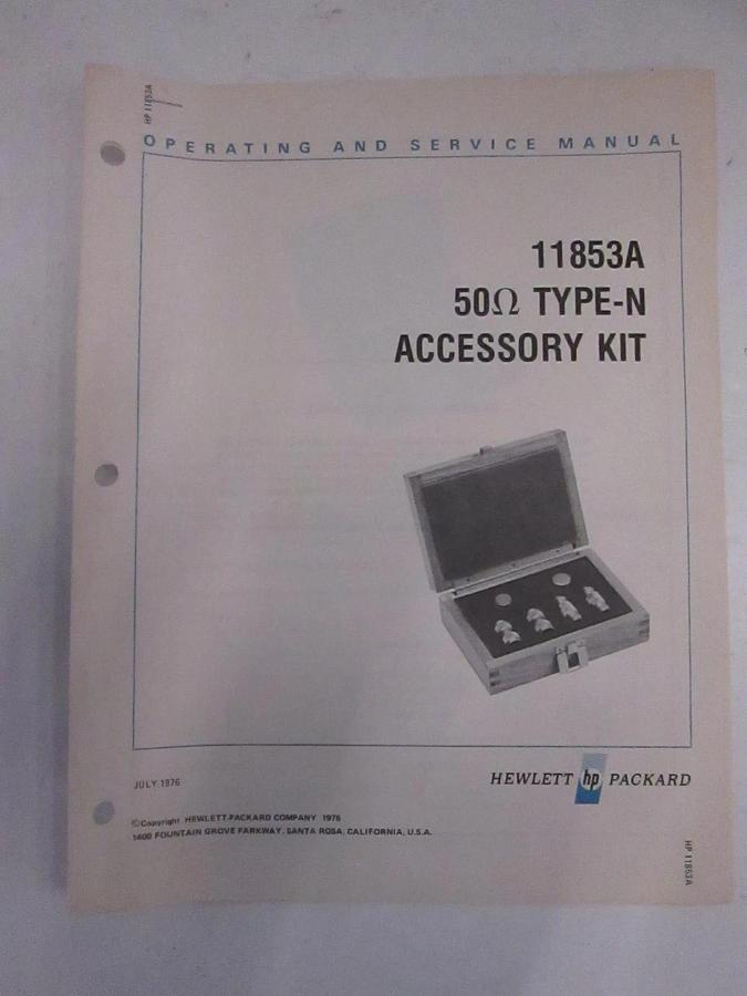 Used HP 11853A Type-N Accessory Kit, Operating and Service Manual, Used