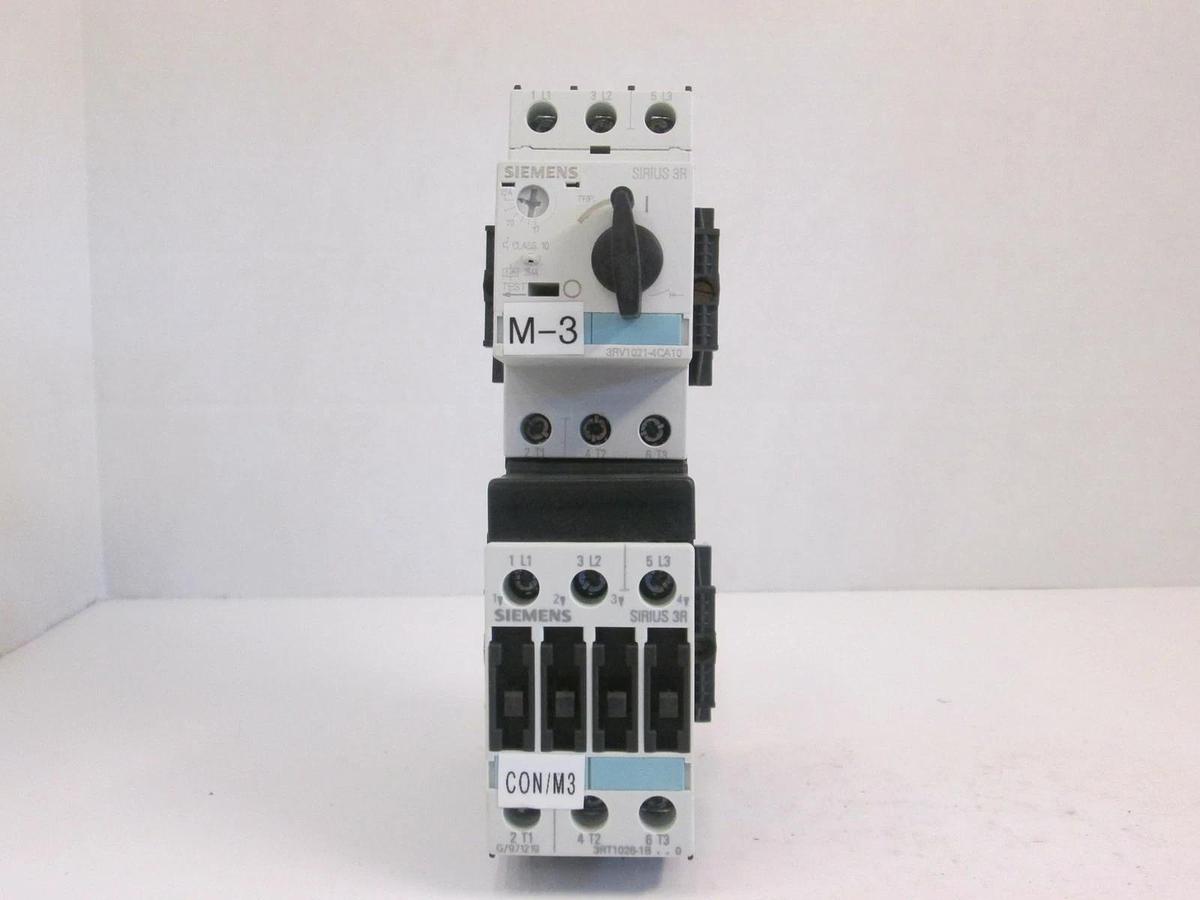 Used SIEMENS 3RV1021-4CA10 Circuit Breaker for Motor Protection w/ Contactor