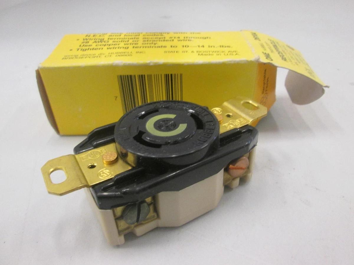 Hubbell, 2610A, Twist Lock Receptacle, 2 Pole, 30A, 125V. New
