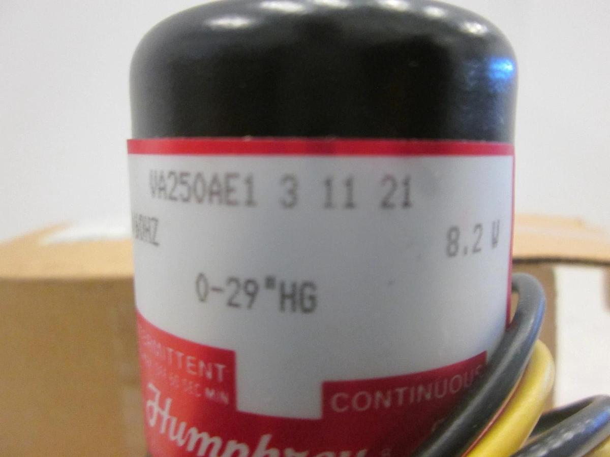 Humphrey, VA250AE1, Solenoid Valve, 120 V, 50/60Hz, 0-29" HG, New