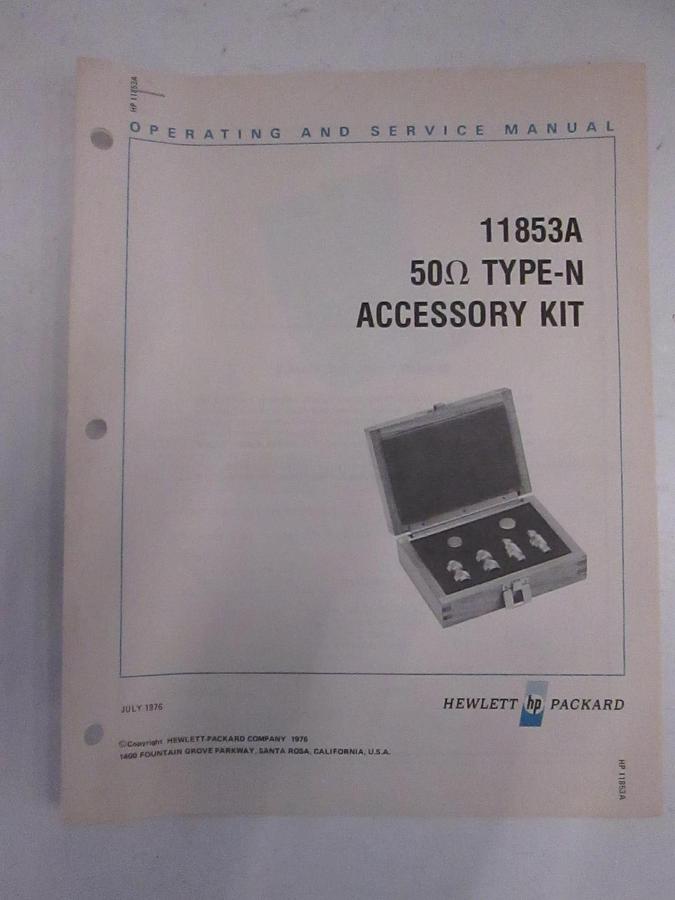 Used HP 11853A Type-N Accessory Kit, Operating and Service Manual, Used