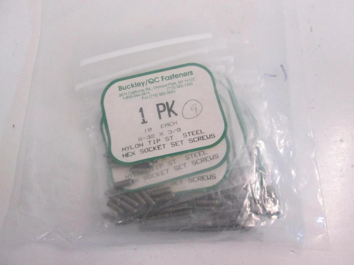 Buckley/QC Fasteners 6-32 X 3/8 Nylon Tip Steel Socket Set Screws, Lot of 20