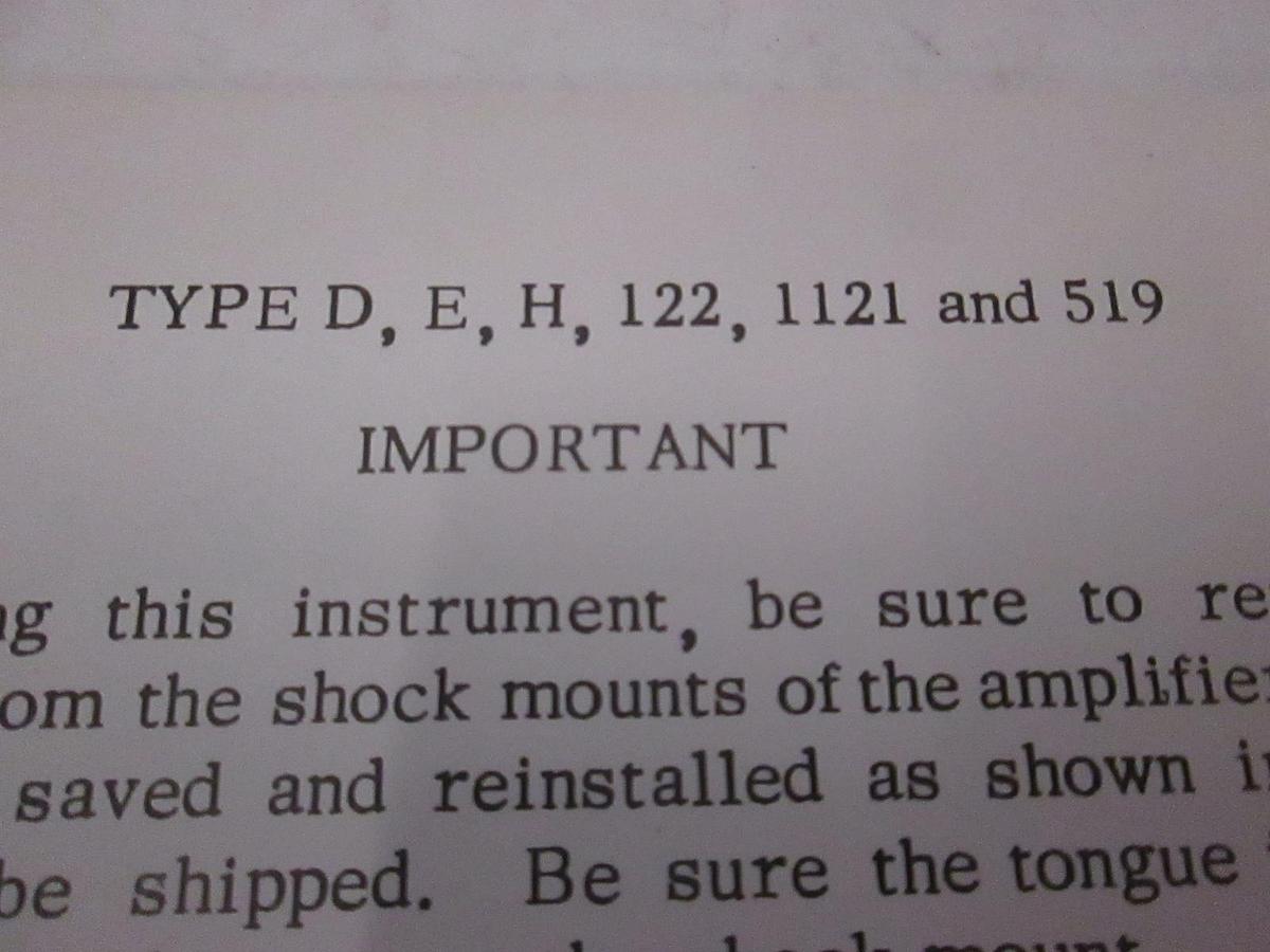 Used Tektronix Type D,E,H,122,1121 and 519 Plug-In Instruction Manual, Used