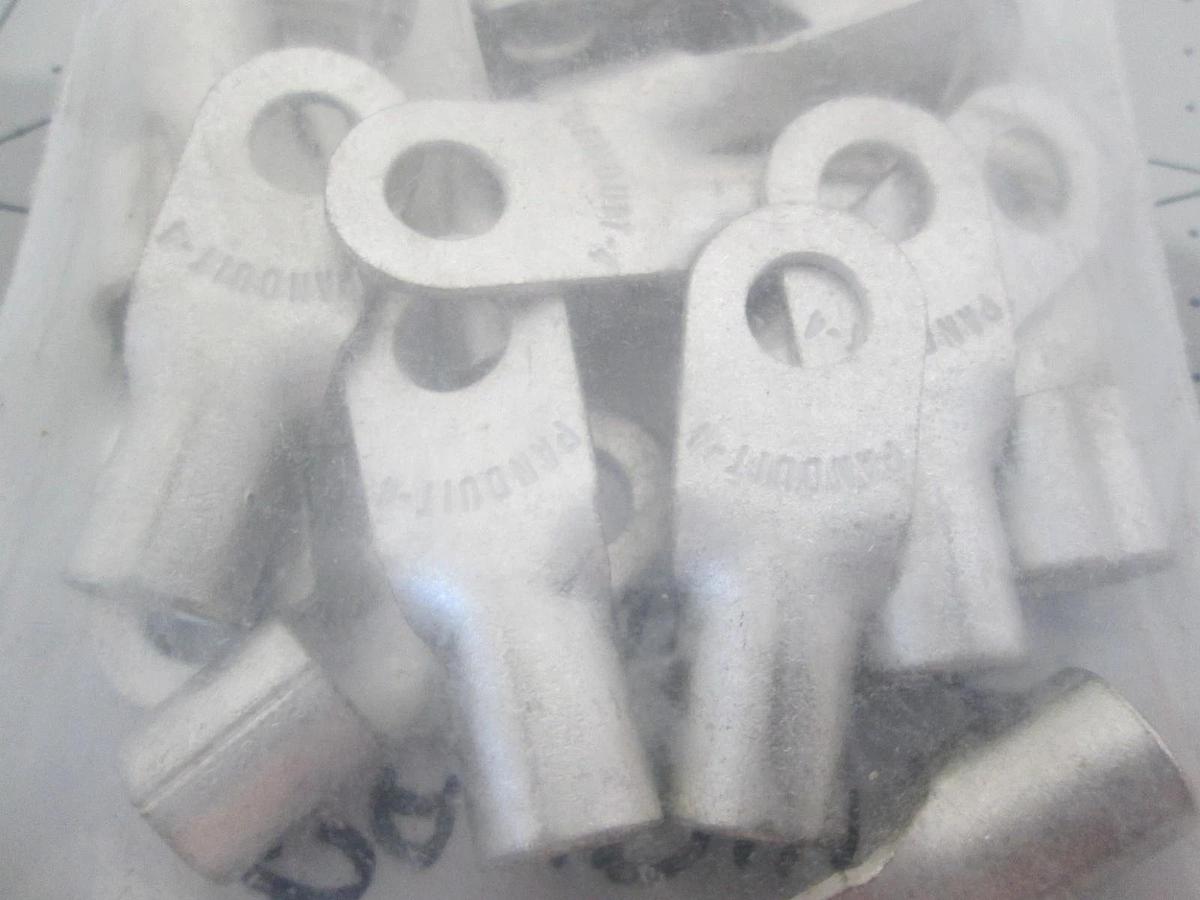 Panduit, P4-14R-E, Non-Insulated Ring Terminal 4 AWG 1/4" Stud, New, Lot of 16