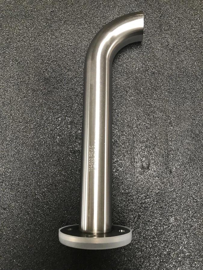 SS Vacuum 1.5"ID x 11"L Pipe Elbow, 3.125" CF Adapter x Butt Weld, New