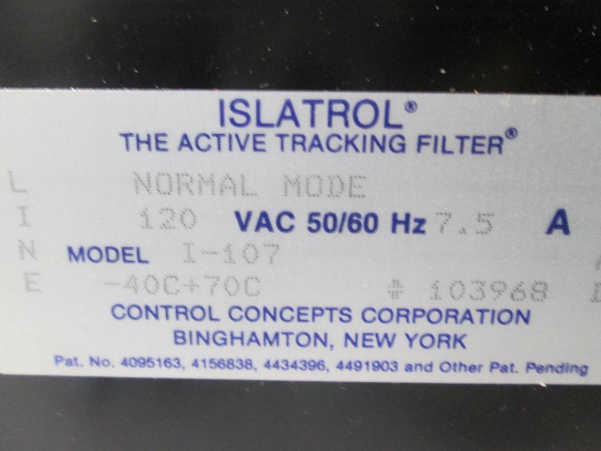 Used Islatrol, I-107, Noise Filter, 7.5A, 120 VAC, Used