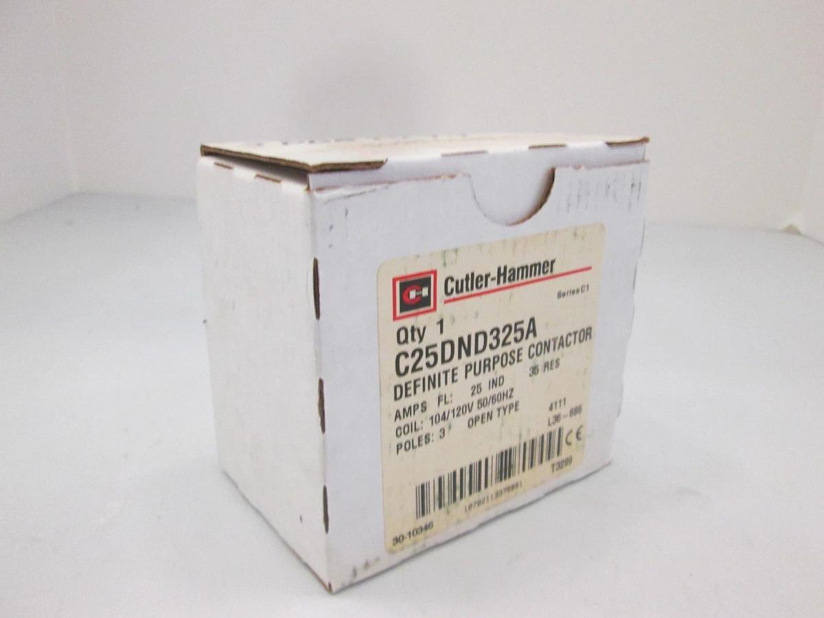 Used Cutler-Hammer, C25DND325A, Contactor, 3 Pole, 25A, New
