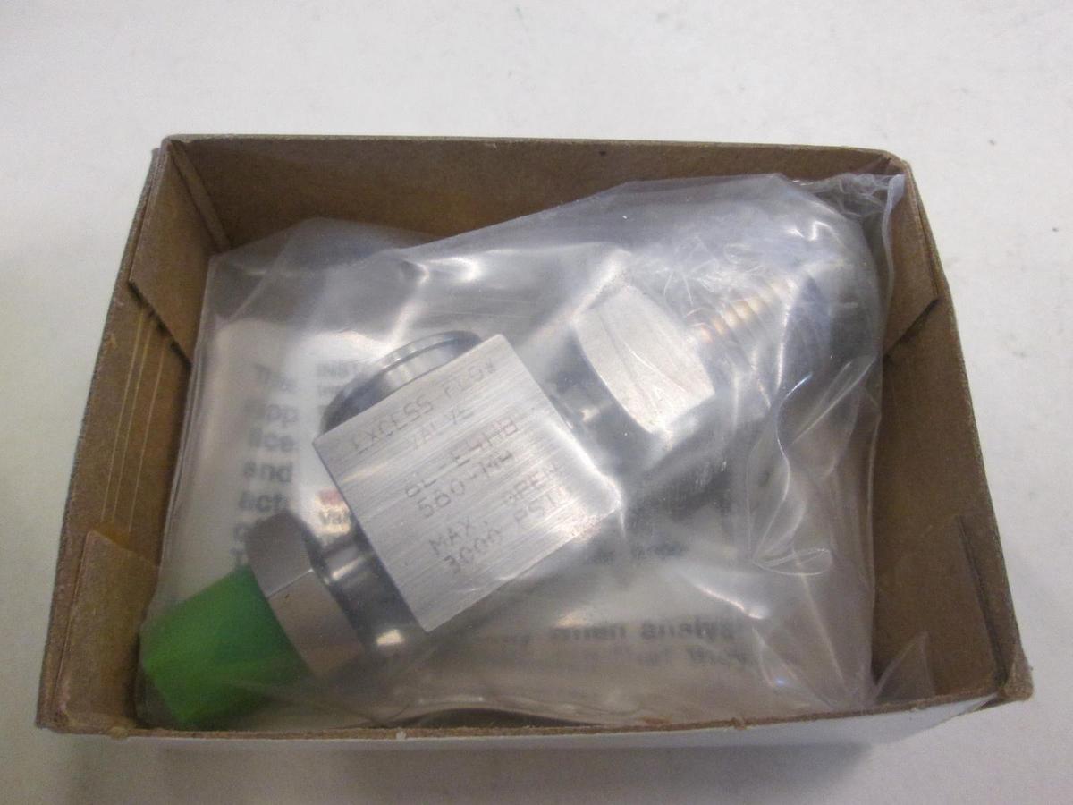 Used Nupro, 6L-E4HB-580-M4, Excess Flow Valve, 3000PSIG, New