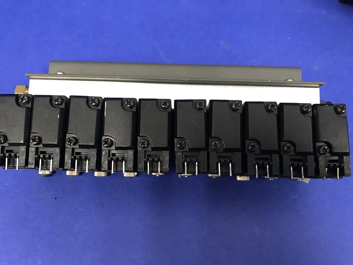 Used Koganei 030E1 Solenoid Valve Manifold Assembly - 10 Valves, Used