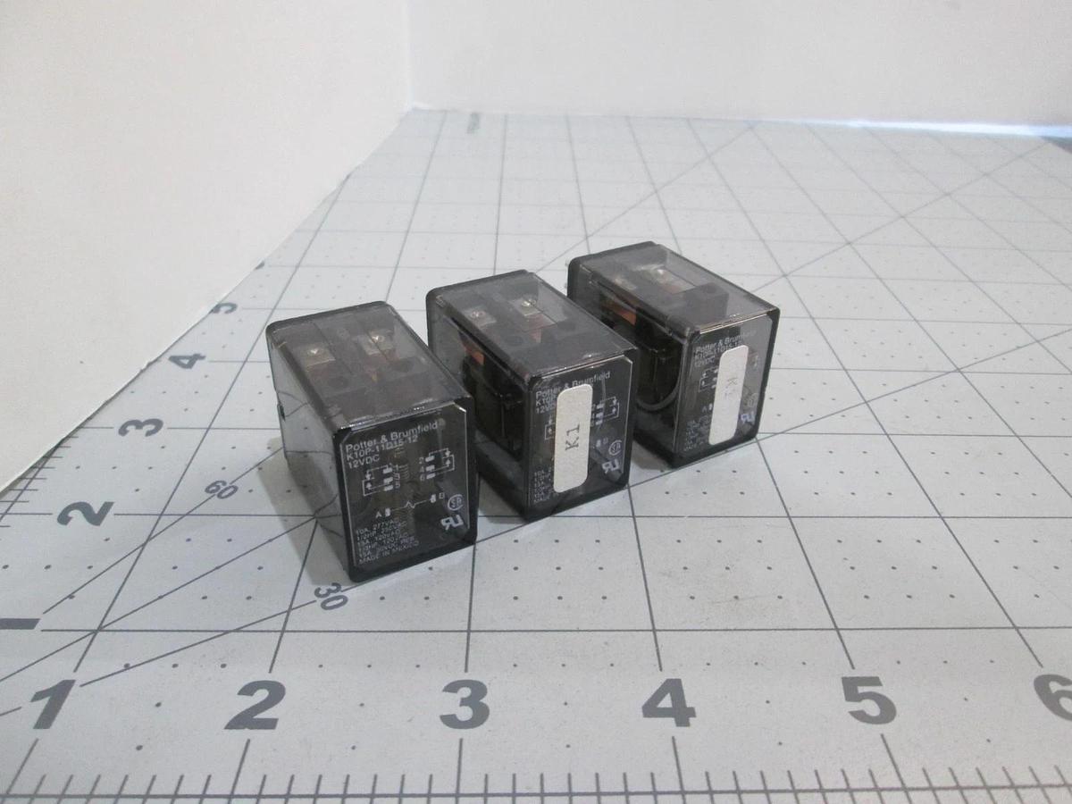 Used Potter & Brumfield, K10P-11D15-12, Relay 12VDC, Used, Lot of 3