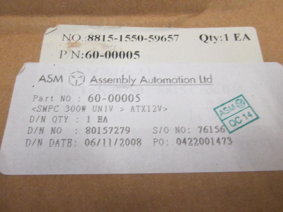 ASM, 60-00005, SMPC 300W Univ, ATX12V, New