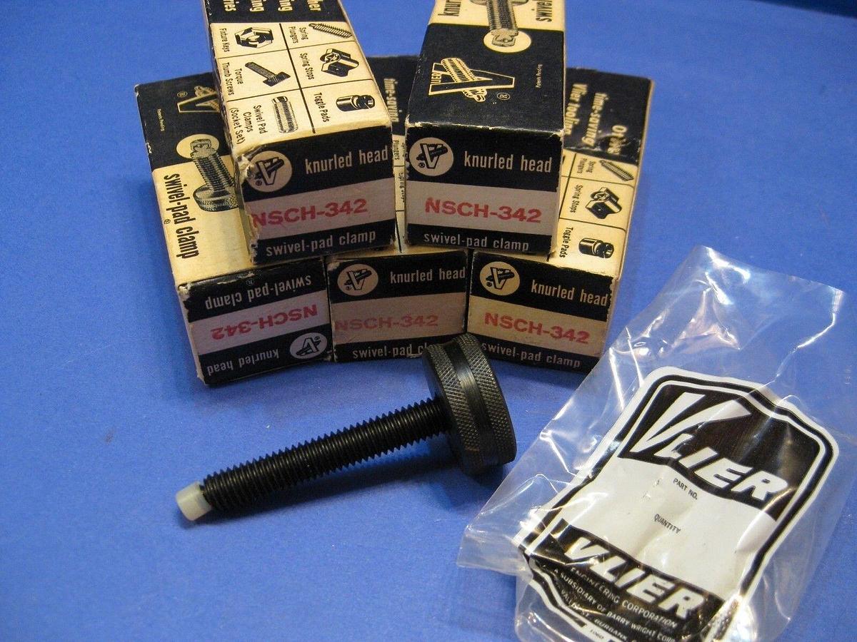 Vlier Swivel-Pad Clamp NSCH-342 w/ Knurled Head, 3/8-16 x 1 1/2, Lot of 5 NEW