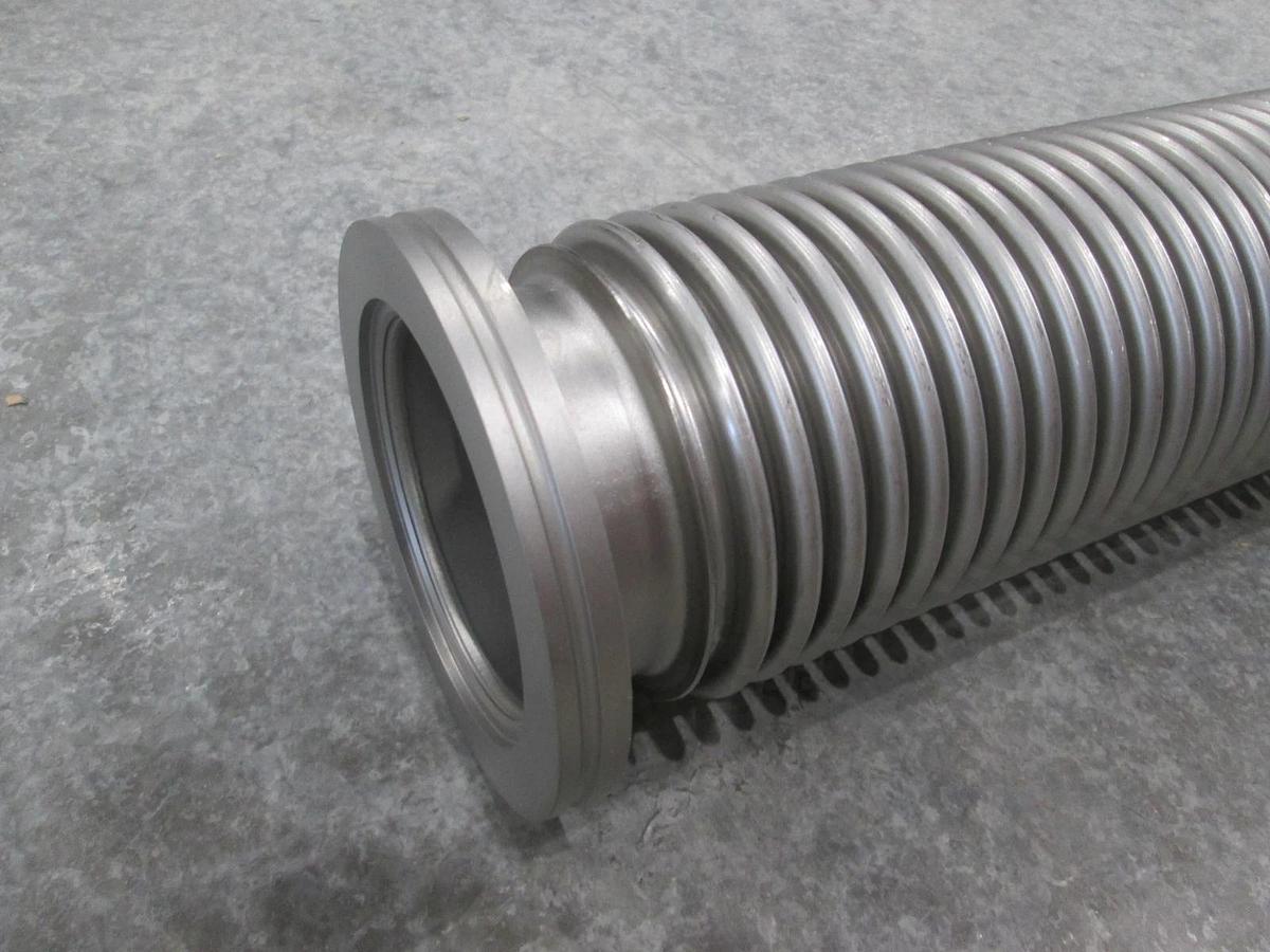 Stainless Steel Formed Bellows Vacuum Pipe / Hose, 19 1/2"L, 107MM Flange, Used