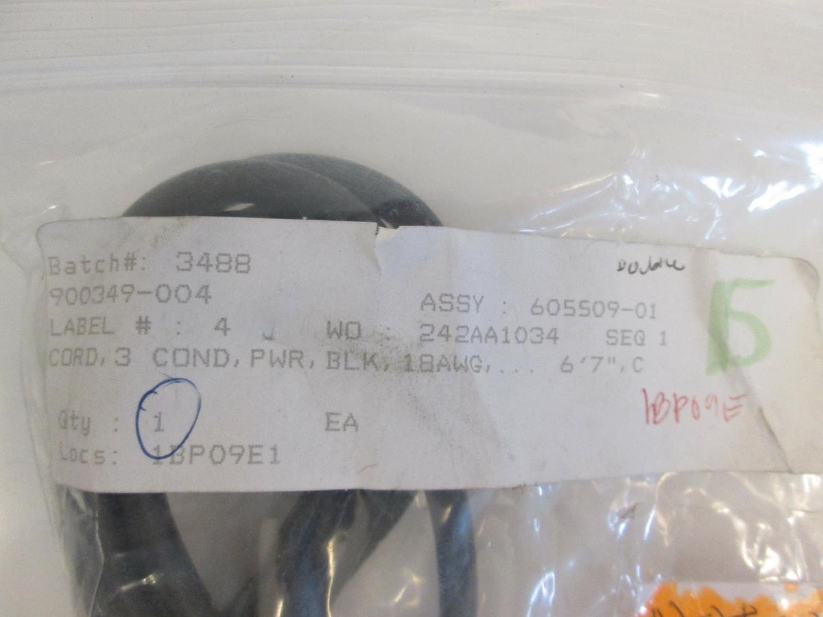 Used Cord, 3 Cond, PWR, BLK, 18 AWG, 605509-01