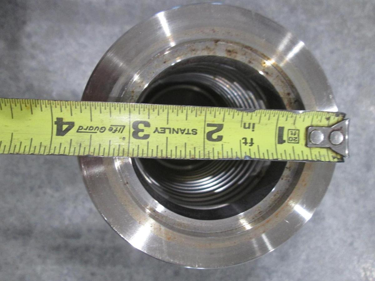 Used Stainless Steel Formed Bellows Vacuum Pipe/Hose, 6"L, 101MM Flange, Used