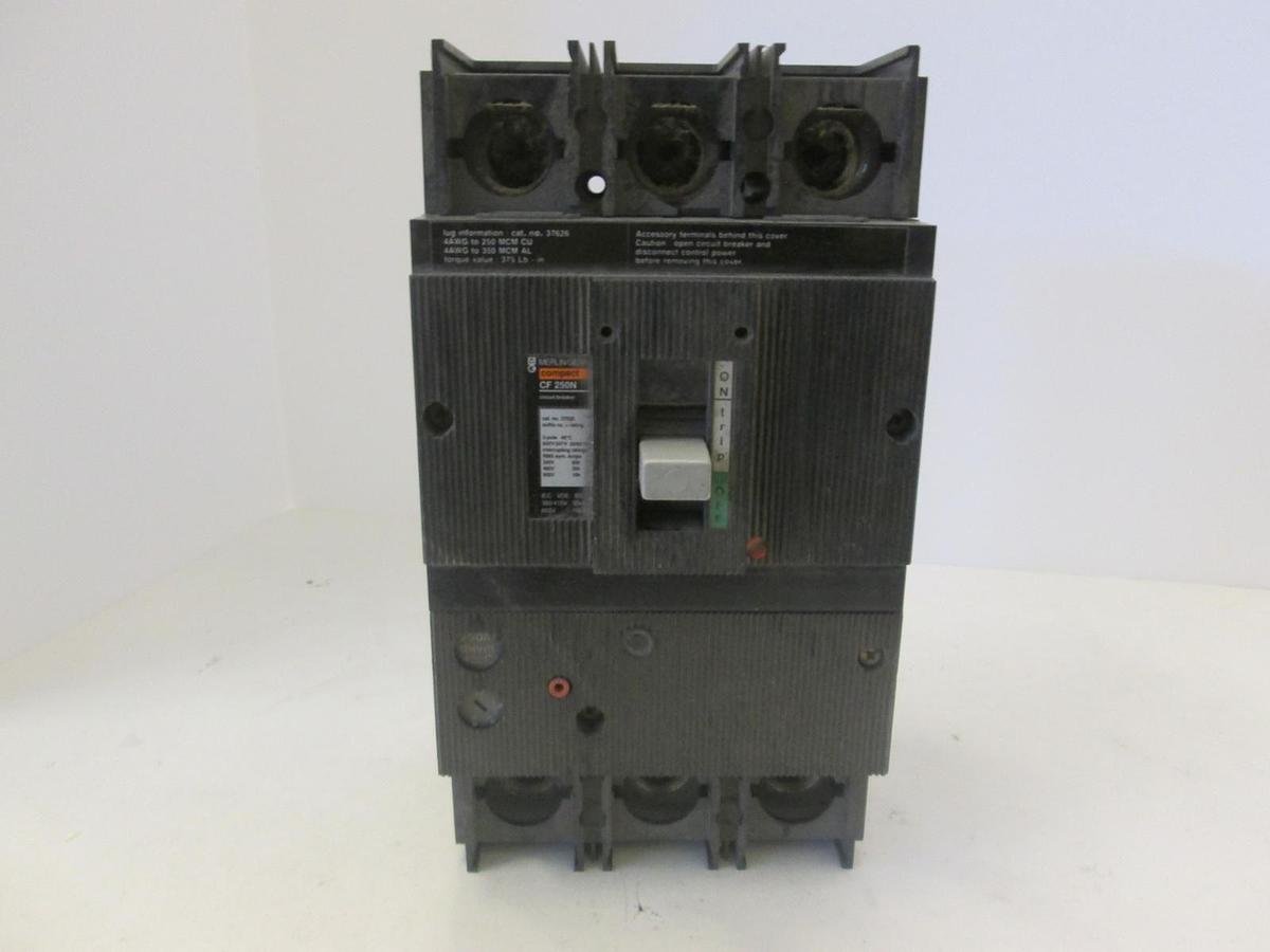 Used Merlin Gerin, 3 Pole Circuit Breaker, CF 250N, Unknown AMP, Used