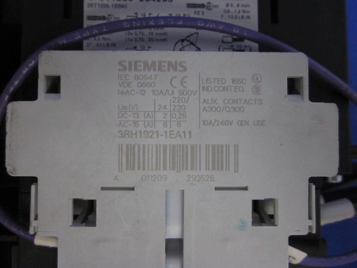 Used SIEMENS 3RV1031-4FA10 Circuit Breaker for Motor Protection w/ Contactor