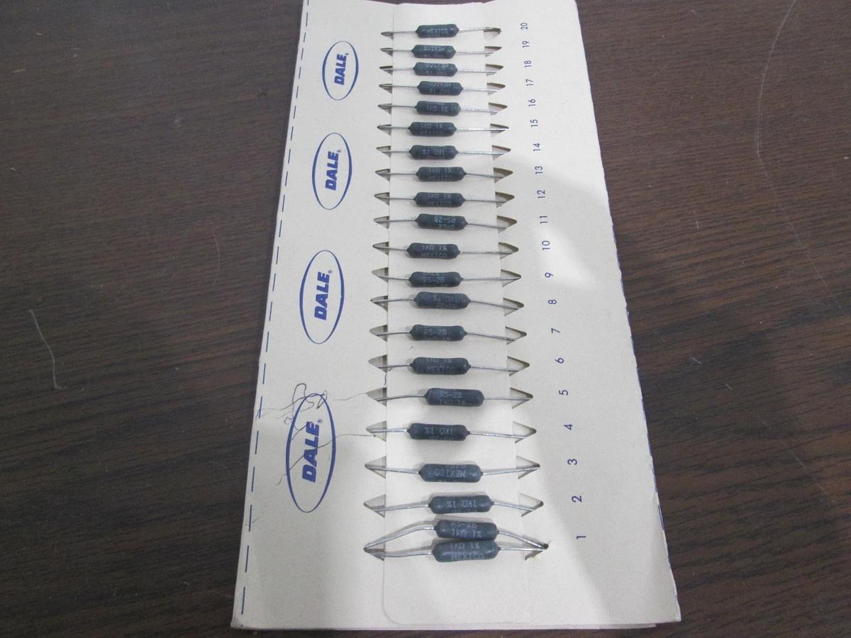 Used Dale, RS-28, 1k, 1 % metal film Resistor, New, Lot of 20
