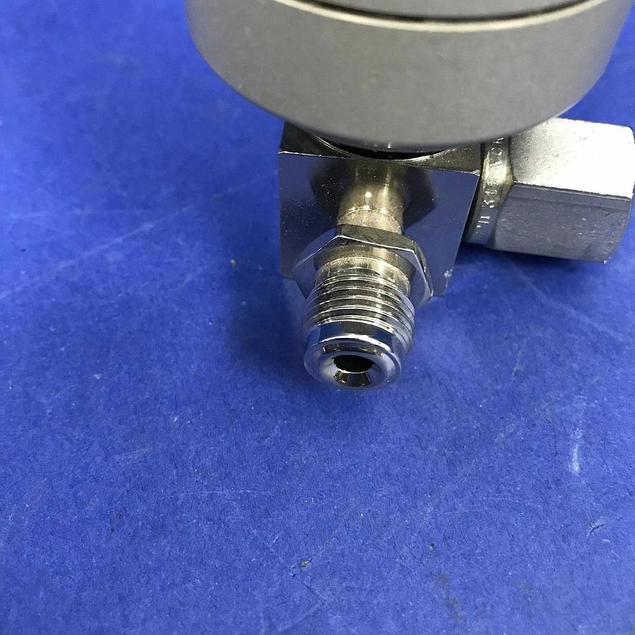 Used Qualiflow ASM Pneumatic 3-Way Test Helium Valve, 3x10(-9) atm.cm3/sec, NO, Used