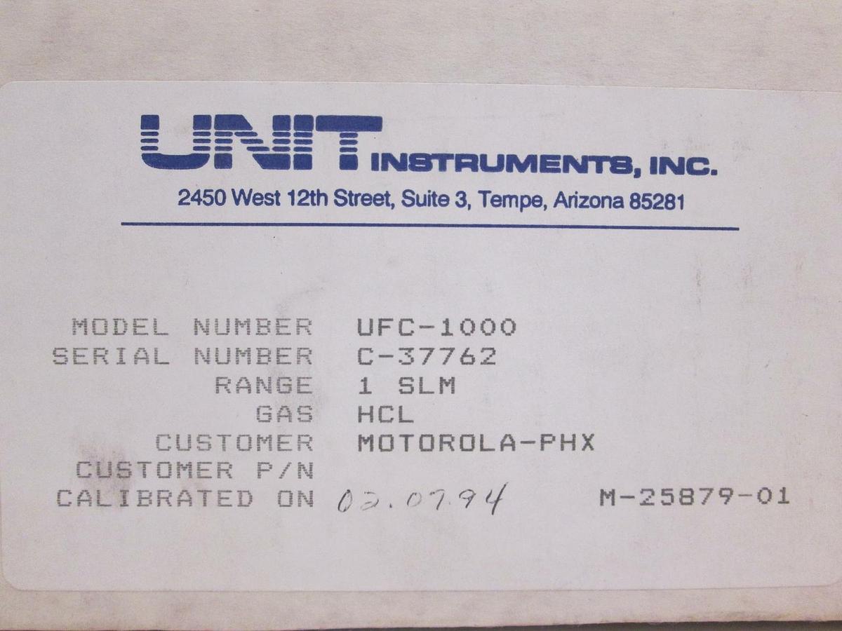 Used Unit UFC-1000 Mass Flow Controller MFC, HCL, 1 SLM