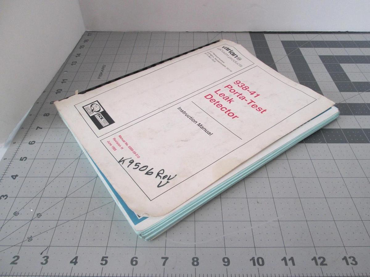Used Varian, 938-41, Porta-Test Leak Detector, Instruction Manual, 6999-09-510, Used