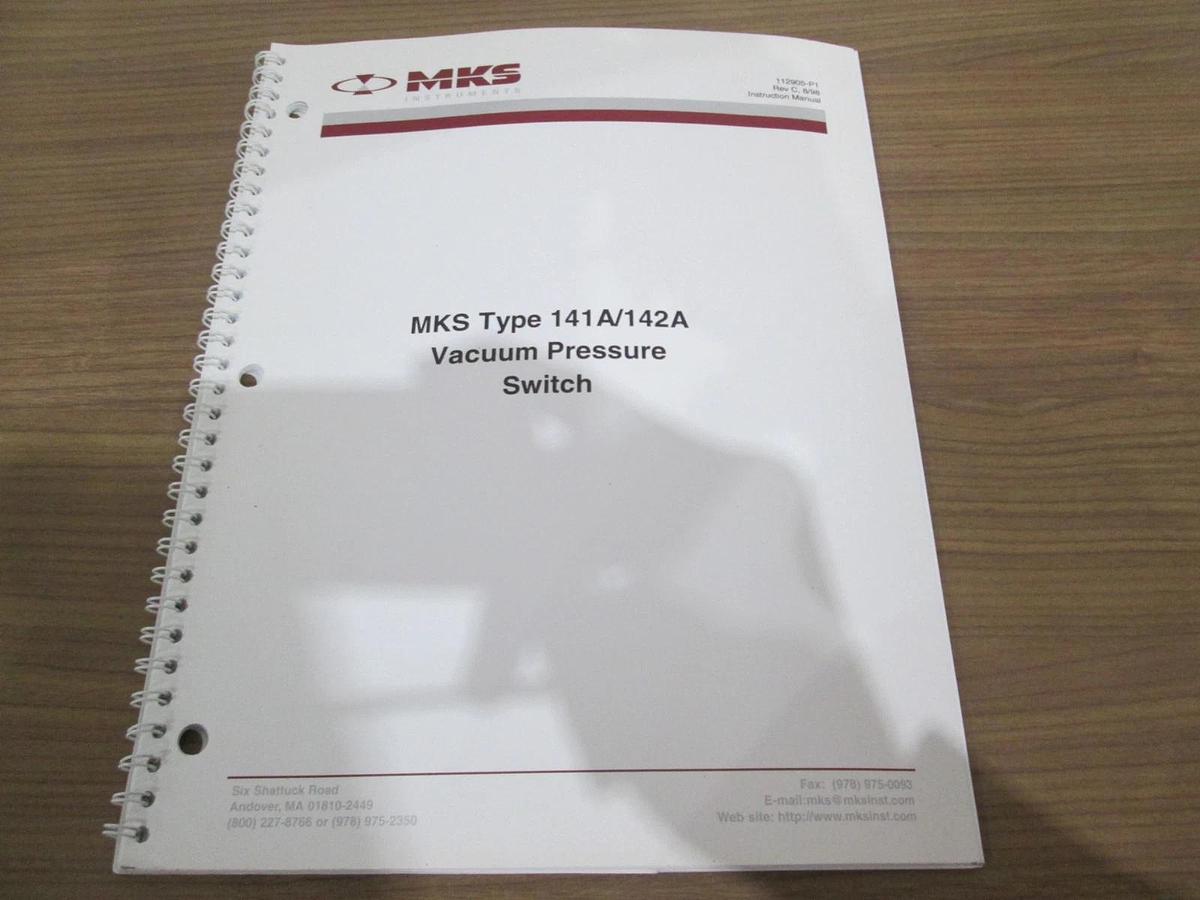 Used MKS, Type 141A/142A, Vacuum Pressure Switch, Instruction Manual, Used