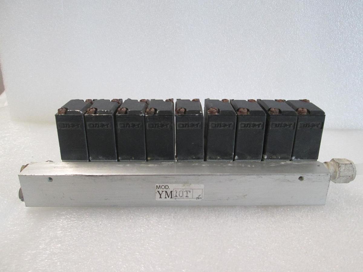 Used Koganei, 030E1, Solenoid Valve Block Assy, w/ YM10T Block, 9 Valve, Used