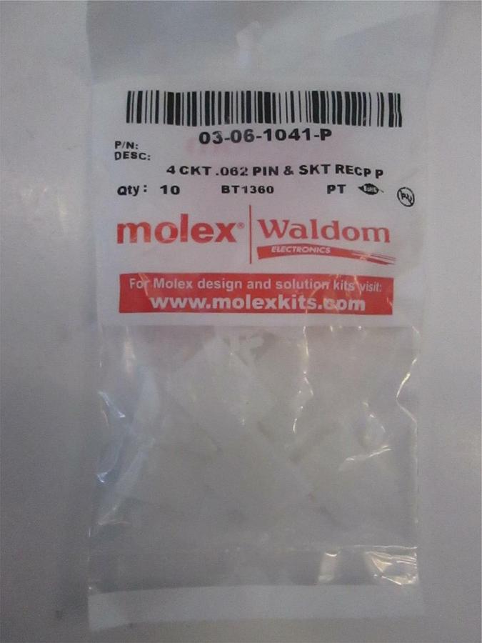 Molex Waldom 4 CKT .062 Pin & SKT Recp P, New, Lot of 10