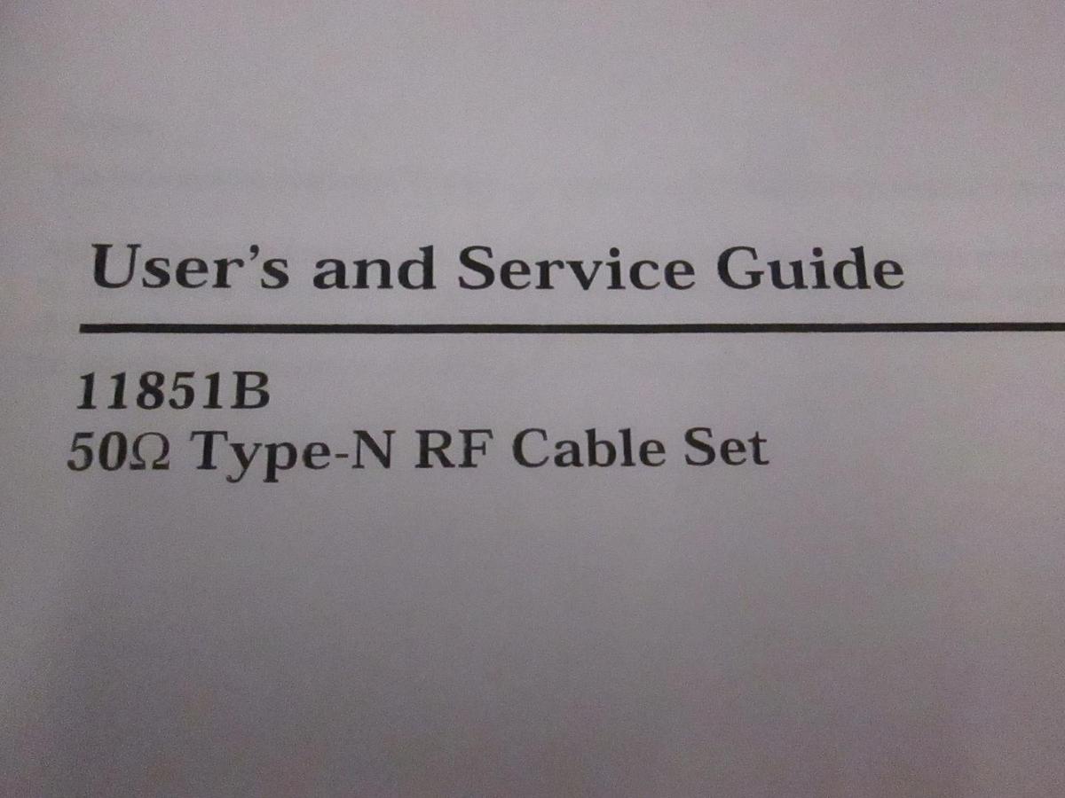 Used HP 11851B Type-N RF Cable Set, User's and Service Guide, Used