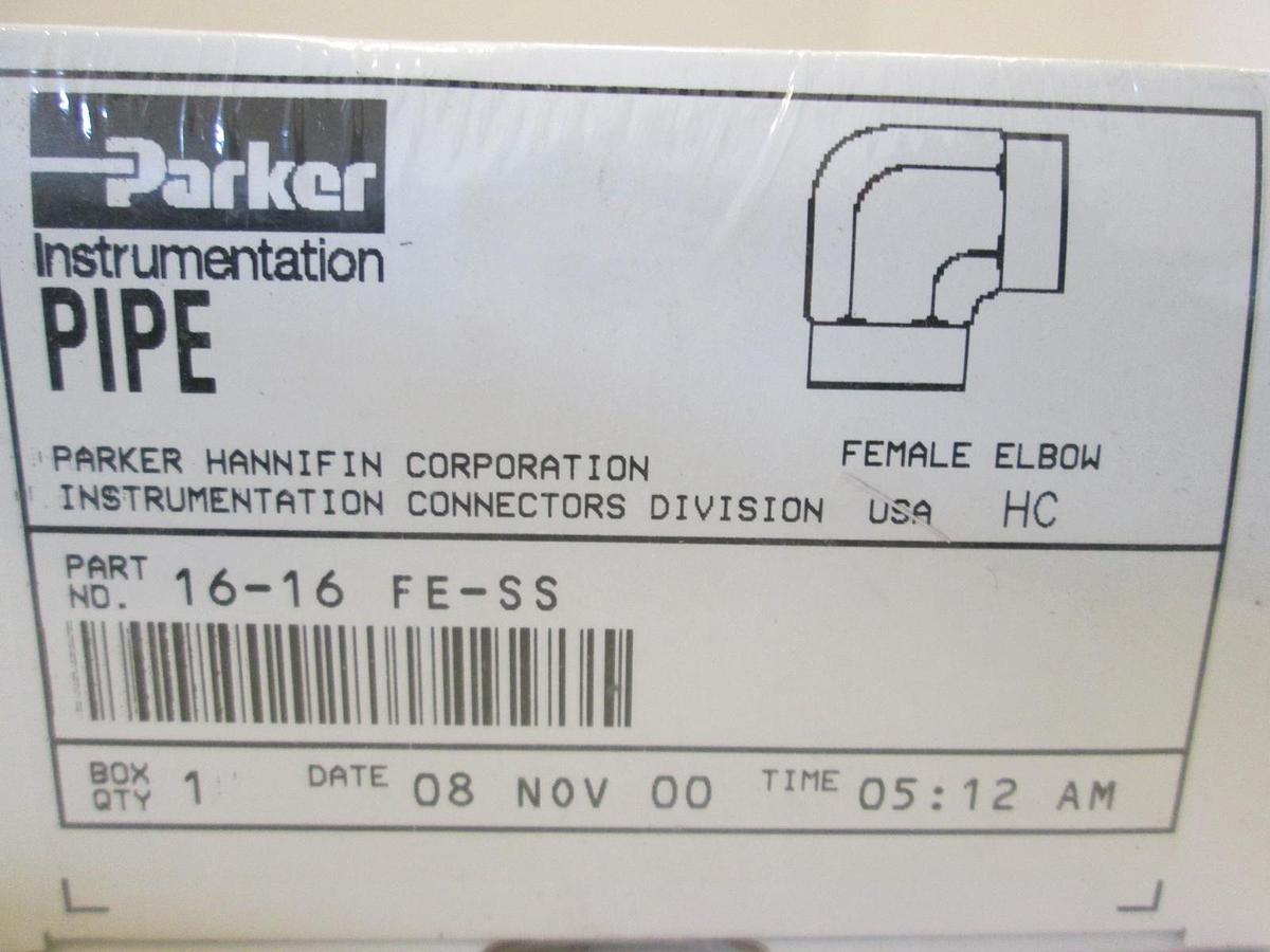 Parker, 16-16 FE-SS, Female Elbow Pipe Fitting, New, Original Packaging