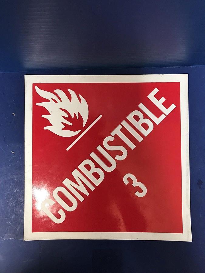 Used Combustible Gas 3 Magnetic Sign / Decal 10.75" x 10.75", Lot of 3