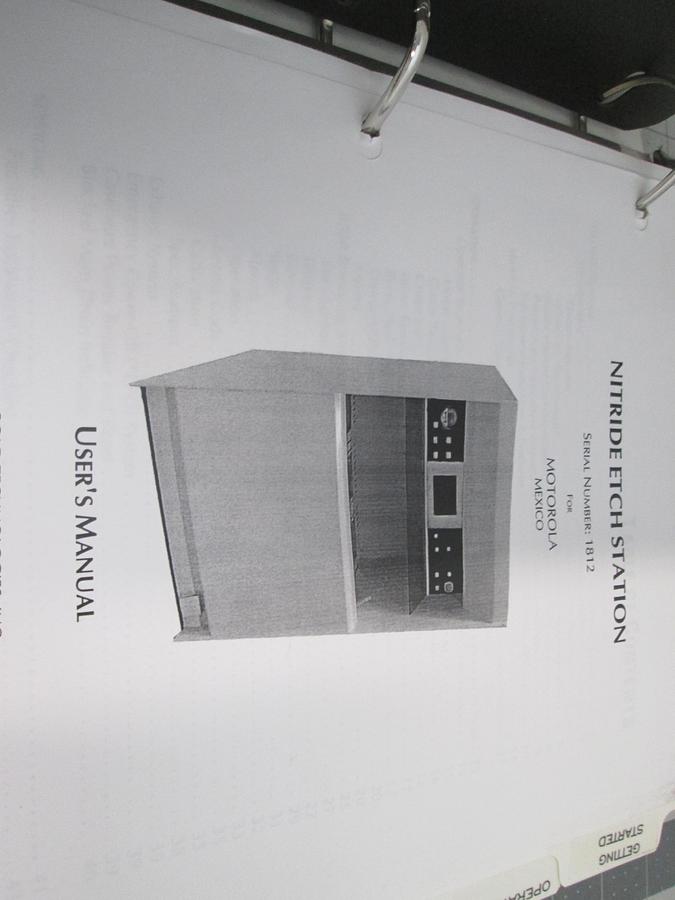 Used Bold Technologies, 1812, Nitride Etch Station, User Manual, Used