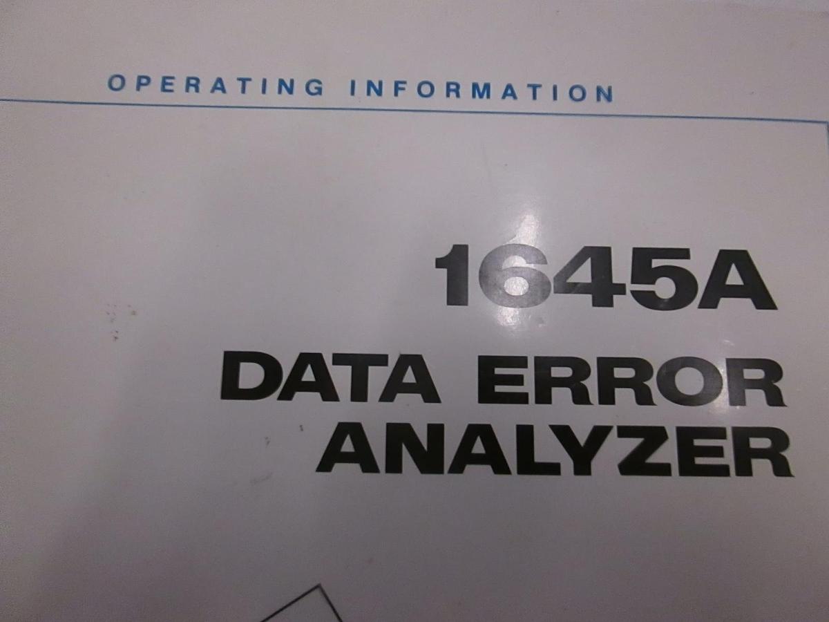 Used HP 1645A Data Error Analyzer Operating Information, Used