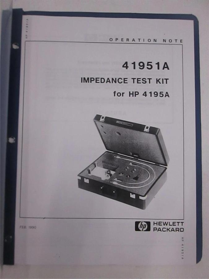 Used HP 41951A Impedance Test Kit Operating Note, Used