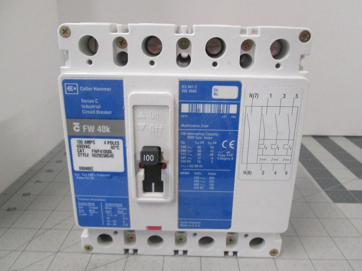 Cutler-Hammer, FWF41000L, Series C, 100A, 690VAC, 4 Pole, New