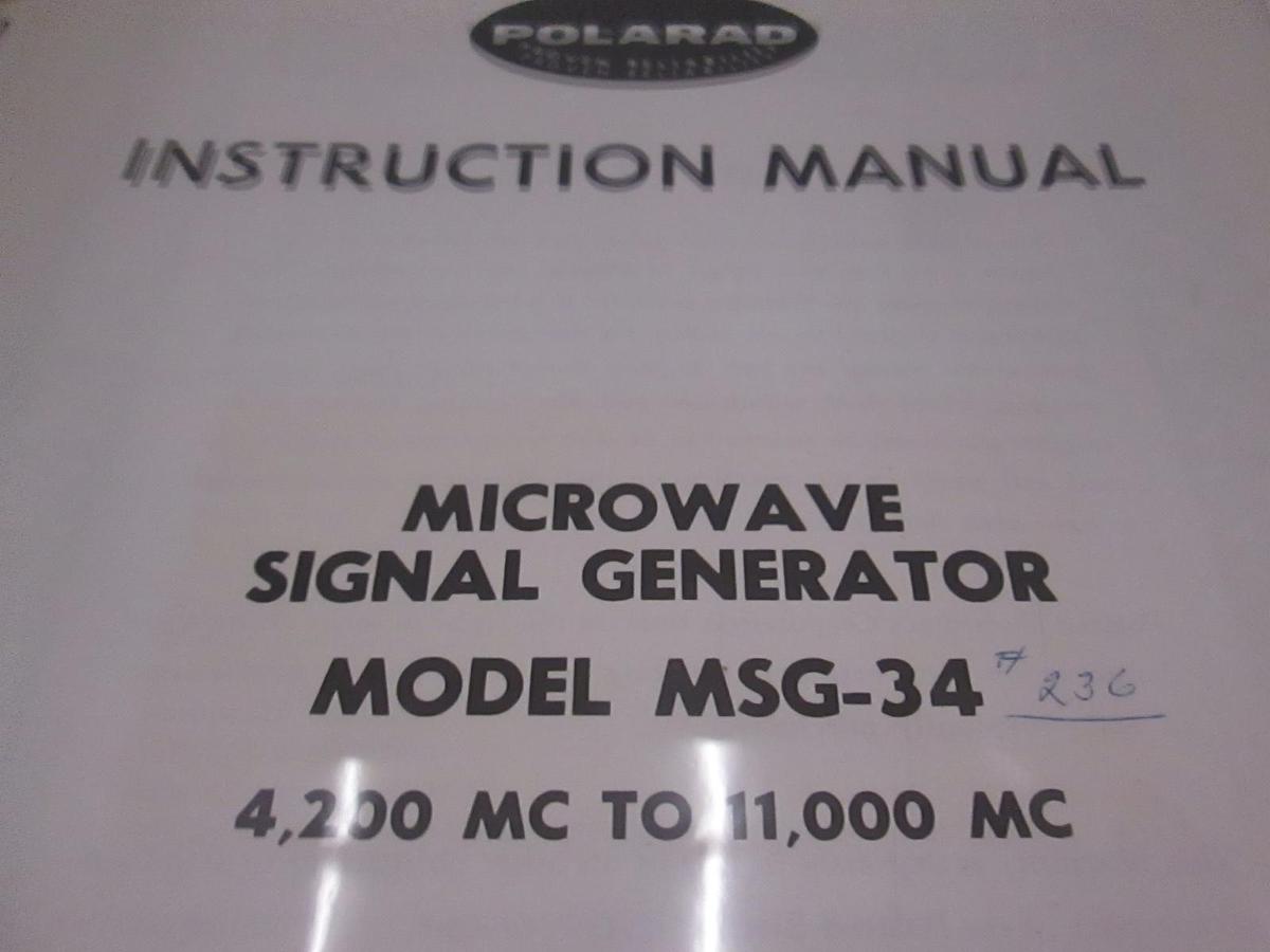 Used Polarad Microwave Signal Generator, MSG-34, Instruction Manual, Used