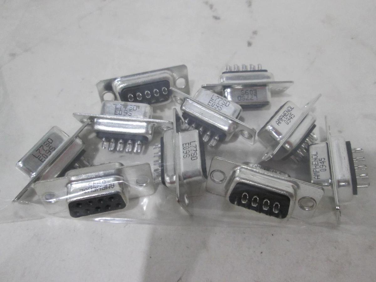 Amphenol, L77SDE09S, Female 9 Pin Connector, New, Lot of 10